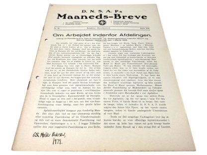 Original WWII Danish DNSAP Maaneds-Breve magazine - March 1936