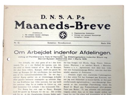Original WWII Danish DNSAP Maaneds-Breve magazine - March 1936