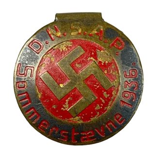 Original WWII DNSAP extremely rare pin for the National convention in Odense in 1936