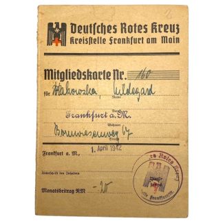 Original WWII German DRK Mitgliedskarte