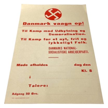 Original WWII Danish DNSAP ‘Danmark vaagn op!’ Flyer