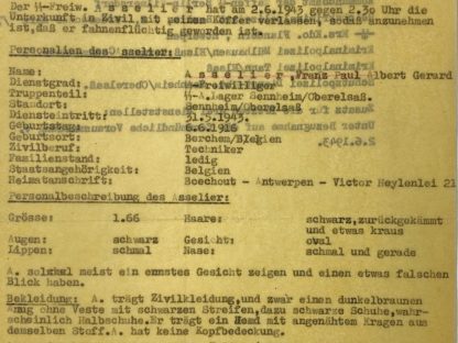Original WWII Flemish Waffen-SS trainingscenter Sennheim documents
