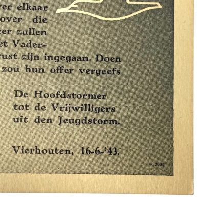 Original WWII Dutch Jeugdstorm 'Midwinterzonnewende' card