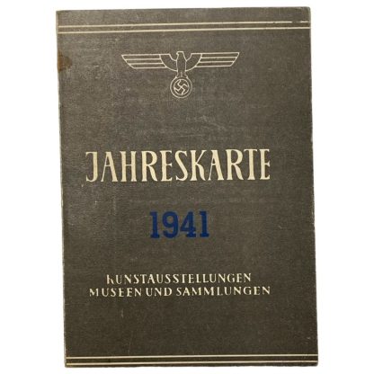 Original WWII German ‘Jahreskarte’ 1941 Kunstausstellungen, Museen und Sammlungen