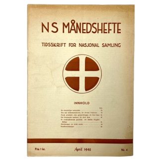 Original WWII Norwegian Nasjonal Samling ‘Månedshefte’ magazine - April 1945