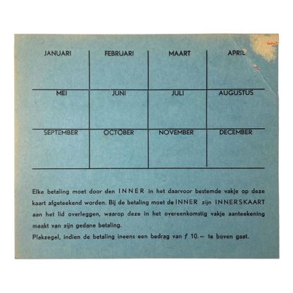 Original WWII Dutch NSB contribution card