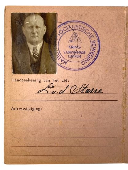 Original WWII Dutch NSB membership card of a member from Den Haag