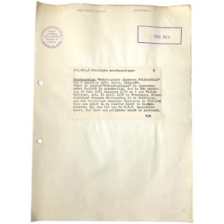 Original WWII Dutch NSB document regarding an execution of an NSB member by the Dutch resistance in Zuidlaren (Drenthe)