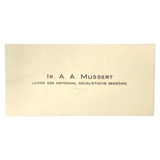 Original WWII Dutch NSB business card of NSB leader Anton Mussert
