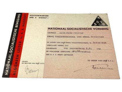 Original WWII Dutch NSB identification card for the fascists school in Rotterdam