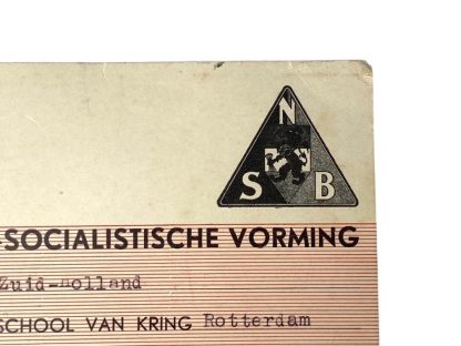 Original WWII Dutch NSB identification card for the fascists school in Rotterdam