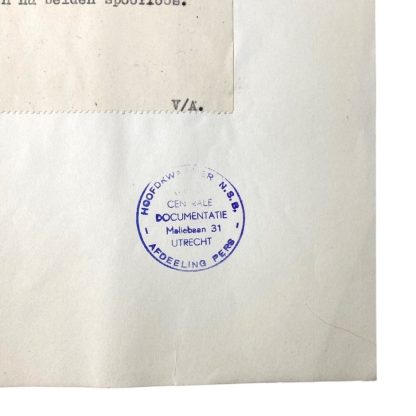 Original WWII Dutch NSB document regarding a resistance action in Geldermalsen (Gelderland)
