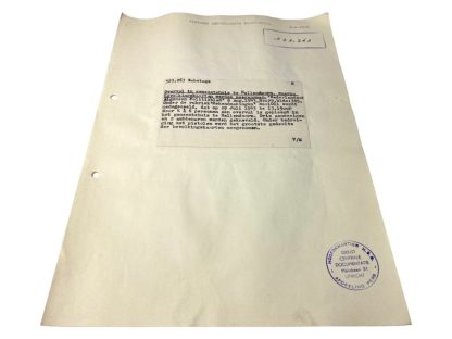 Original WWII Dutch NSB document regarding a resistance action in Hellendoorn