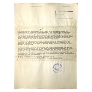 Original WWII Dutch NSB document regarding a resistance action in Hoogezand (Groningen)