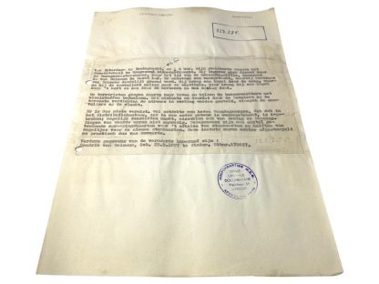 Original WWII Dutch NSB document regarding a resistance action in Hoogezand (Groningen)
