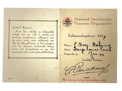 Original WWII Dutch NSVO membership card from a woman from Emmen