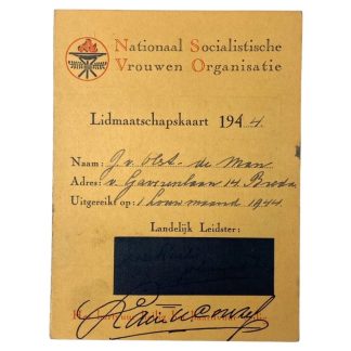 Original WWII Dutch NSVO membership card of a woman from Breda