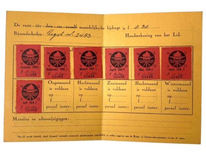 Original WWII Dutch NSVO membership card of a woman from Breda