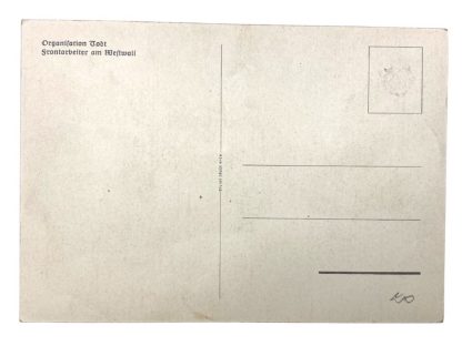 Original WWII German Org. Todt post card 'Front arbeiter am Westwall'