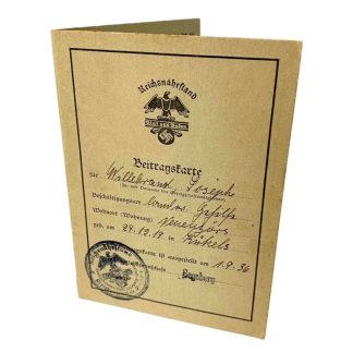 Original WWII German Reichsnährstand Beitragskarte of a member from Neuengörs