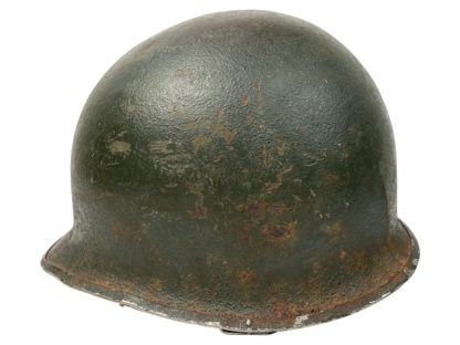 Original WWII US M1 helmet with bullet hole