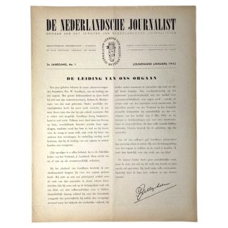 Original WWII Dutch 'Verbond van Nederlandsche Journalisten' newspaper