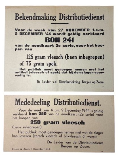 Original WWII Dutch set of four small Distribution service posters from Bergen op Zoom