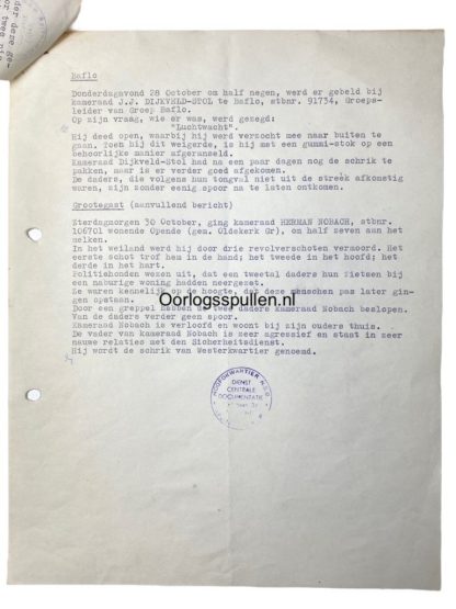 Original WWII Dutch NSB documents regarding assassinations