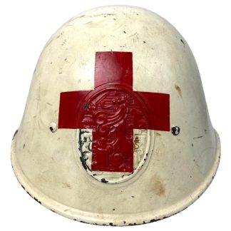 Original WWII Dutch M34 helmet of Red Cross transport cologne commander and doctor H.A.V. Giesberger