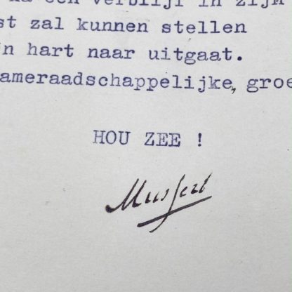 Original WWII Dutch NSB Anton Mussert letter send to the father of a Dutch SS volunteer in Delft