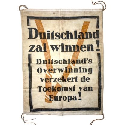Original WWII Dutch NSB banner - Germany will Win! Duitschland zal winnen spandoek