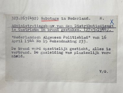 Original WWII Dutch NSB document regarding a resistance action in Castricum (Noord-Holland)