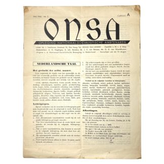 Original WWII Dutch collaboration magazine ONSA (Opleiding Nationaal-Socialistische Ambtenaren)