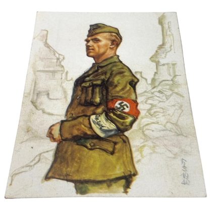 Original WWII German Org. Todt post card 'Front arbeiter am Westwall'