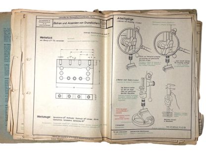 Original WWII German-Russian file with drawings to train Russian workers as metal aircraft builders