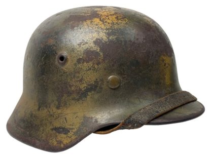 Original WWII German WH M40 tri-tone camouflage helmet