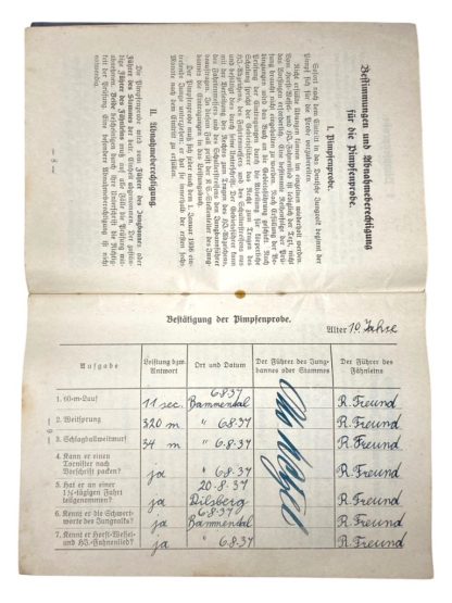 Original WWII German Hitlerjugend Leistungsbuch
