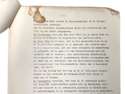 Original WWII Dutch documents about the meeting regarding the evacuation of Walcheren and part of Zuid-Beveland