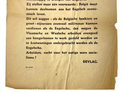 Original WWII Flemish Devlag collaboration flyer