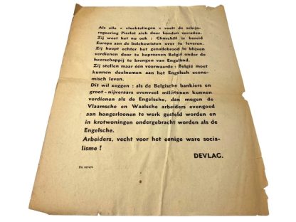 Original WWII Flemish Devlag collaboration flyer