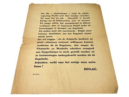 Original WWII Flemish Devlag collaboration flyer