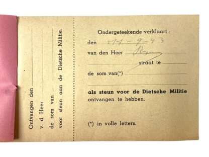 Original WWII Flemish 'Dietsche Militie' support booklet