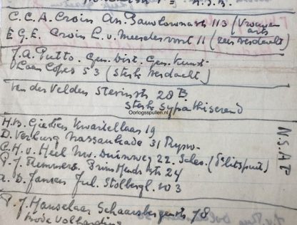 Original WWII Dutch resistance notes with possible collaborators or traitors
