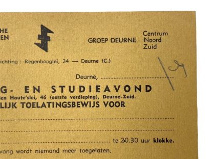 Nationaal-Socialistische Beweging in Vlaanderen - N.S.B.I.V. - NSBIV - Deurne - collaboratie - collaboration card - Belgium in World War II.