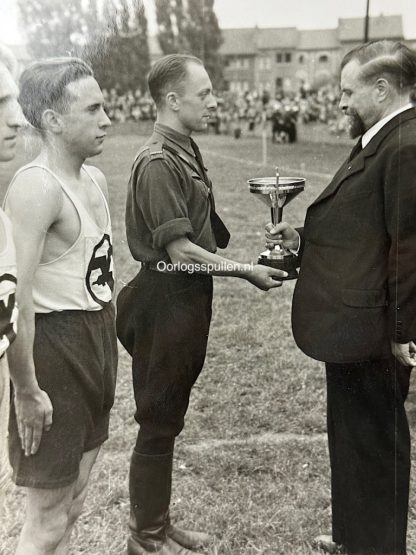 Original WWII Flemish NSJV photo of Staf de Clercq during an sports event