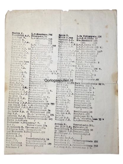 Original WWII Dutch resistance lists of possible collaborators and traitors