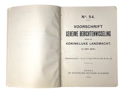 Original Pre 1940 Dutch army prescription for secret message exchange - Voorschrift geheime berichtenwisseling Koninklijke landmacht