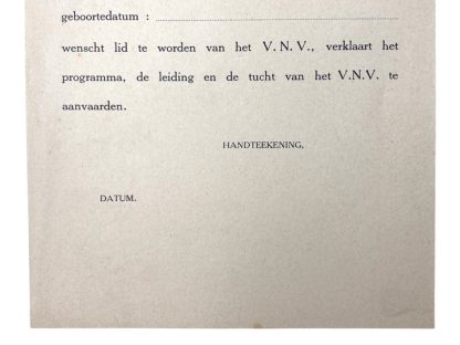 Original WWII Flemish collaboration VNV registration form