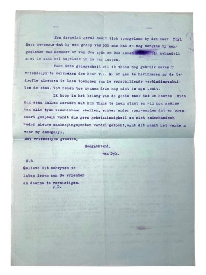 Original WWII Dutch resistance letter from Den Haag in 1941