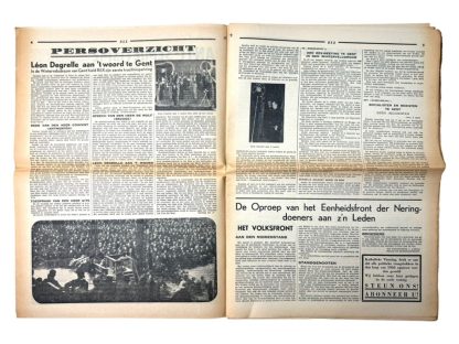 Original WWII Flemish REX Vlaanderen collaboration newspaper